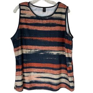 Emery Rose Tank Top Women’s Blue Red Boho Sleeveless Tie Dye Stripe XL